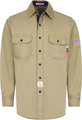 BOCOMAL Camisas FR para hombre, resistentes al fuego, peso ligero, NFPA2112, camisa de soldadura ignífuga, acabado repelente al agua y al aceite