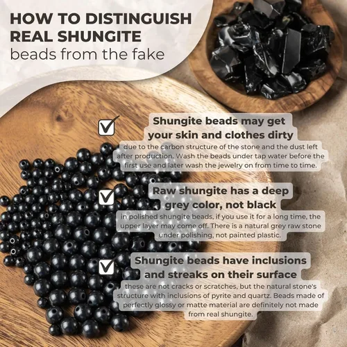 Miniatura 3 de Karelian Heritage Shungite - Juego de 50 cuentas redondas (0.236 pulgadas), piedra natural negra pequeña para hacer joyas para adultos, cuentas
