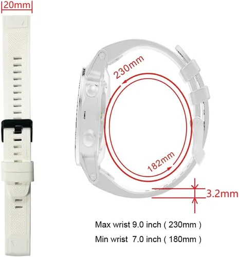Miniatura 3 de Threeeggs Compatible con Fenix 5S 6S 7S Watch Band, bandas deportivas de silicona de 0.787 pulgadas de liberación rápida para Fenix 6S