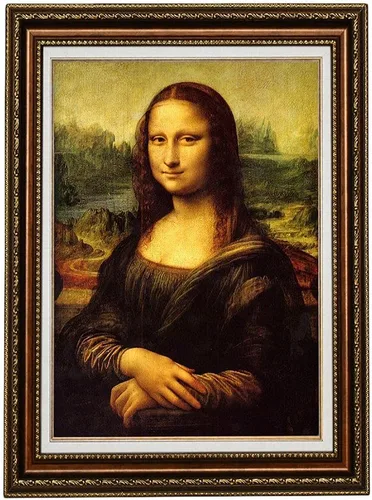 ELITEART - Mona Lisa por Leonardo DaVinci Reproducción de pintura al óleo Giclée Wall Art Impresiones en lienzo - Tamaño enmarcado: 26 x 36 pulgadas