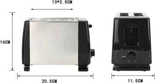 Miniatura 2 de Tostadora delgada de 2 rebanadas, tostadora de pan compacta de acero inoxidable con ranuras anchas emergentes automáticas y bandeja para migas