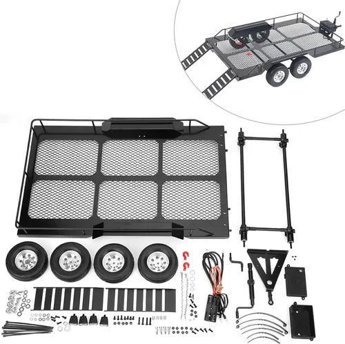 Miniatura 8 de Modelo de coche de sendero, sólido y RC remolque diseño de metal entero para Scx10 90046 90047 CC01 D90 D110 1/10 RC Car