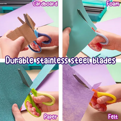 Miniatura 6 de WA Portman - Tijeras romas para niños, con punta roma de 5 pulgadas, para aulas, suministros de regreso a clases, agarre antideslizante y cuchillas