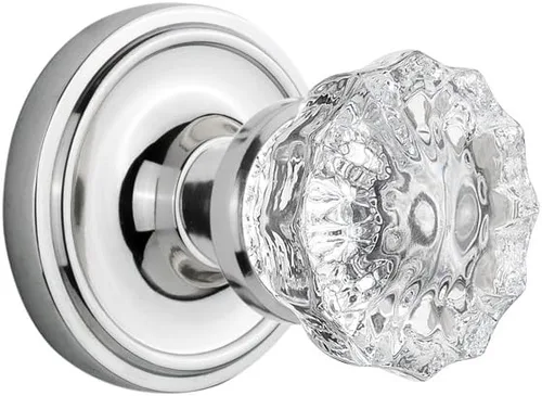 Miniatura 4 de Nostalgic Roseta clásica de almacén con pomo de puerta de cristal Latón pulido