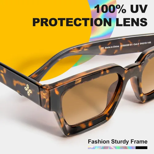 Miniatura 56 de VISOONE Moda 100% UV400 Protección Rectángulo TR90 Y2K Gafas de sol Accesorios para Mujeres Hombres RIVER, Carne de suelo/Gris Rosa