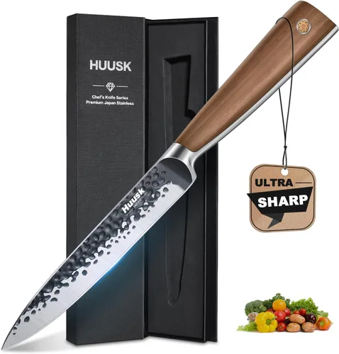 Huusk Cuchillo Utilitario de Cocina de 5.5" Cuchillo de Pelar Ultra Afilado de Acero de Alto Carbono Cuchillos para Tomate de Japón Cuchillo de Chef