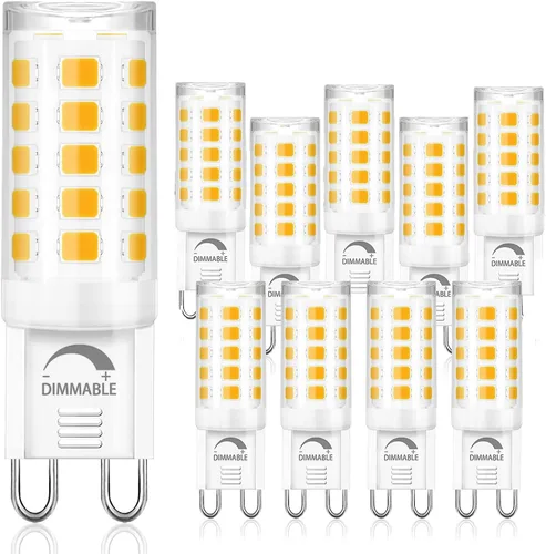 Miniatura 8 de Winshine - Paquete de 10 bombillas LED G9 regulables de 3000 K blanco cálido, bombilla de 4 W con casquillo G9 para lámpara de araña T4 de luz