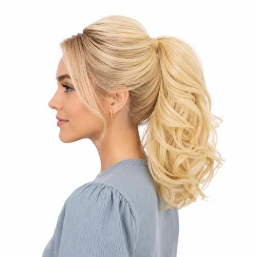 Miniatura 48 de PRETTYSHOP - Extensión de cabello rizado voluminoso, cola de caballo de 14 pulgadas con clip, resistente al calor
