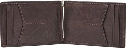 Miniatura 2 de Fossil Cartera de cuero delgada minimalista con clip para dinero plegable con bolsillo frontal para hombre