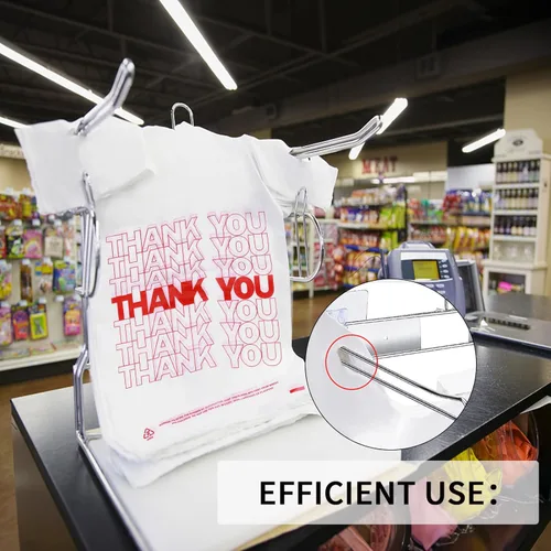 Miniatura 3 de Bolsas de plástico para compras, 400 unidades, HDPE, 15 mic, 0.6 mil, 11.5 x 6.5 x 21 pulgadas, 12 libras, asas colgantes, a prueba de fugas, 400