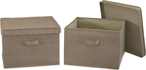 Miniatura 8 de Household Essentials - Cajas cuadradas de tela de almacenamiento con tapas, color grafito, juego de 2