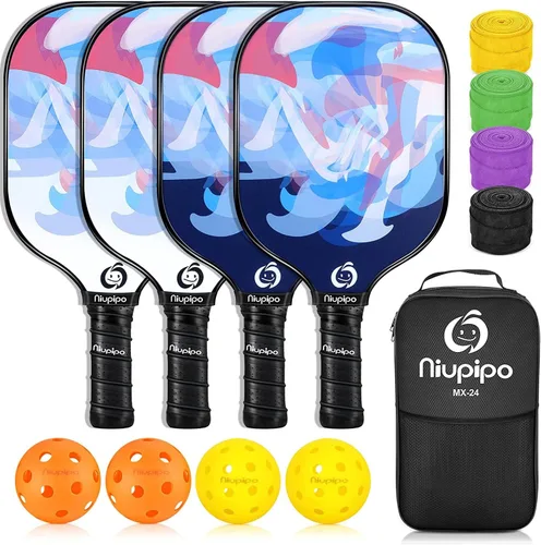 Miniatura 9 de niupipo Pickleball Paddles Set of 2 or 4, USAPA Approved Fiberglass Pickleball Paddle Set with Balls and Bag, Polypropylene Honeycomb Core