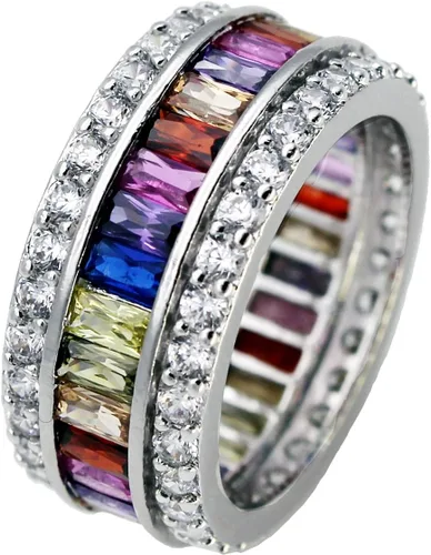 Miniatura 2 de HERMOSA Anillos para mujer, multicolor, circonita cúbica, arco iris, tallas 6 a 12