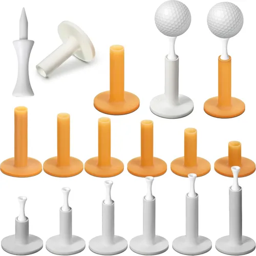 Skylety 24 camisetas de golf de goma de 6 tamaños para alfombrillas, soportes de plástico de 2 colores para campo de conducción, simuladores,