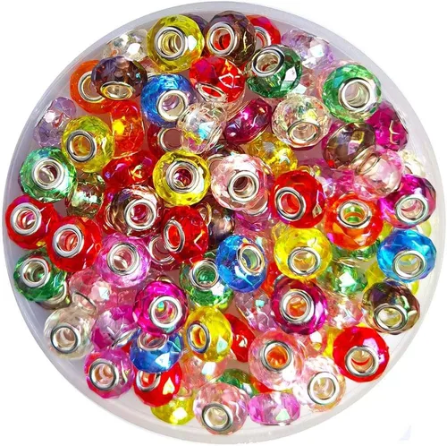 Miniatura 5 de Cuentas facetadas de agujero grande, pulseras para el cabello, pulseras para el cabello, collar con cuentas para hacer manualidades
