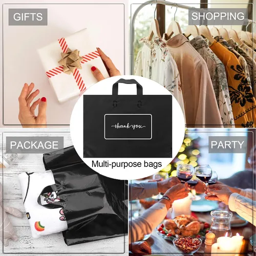 Miniatura 5 de Bolsas de agradecimiento de mercancía 50 piezas 10 x 12 pulgadas en negro Bolsas de agradecimiento a granel - Bolsas para clientes extra gruesas