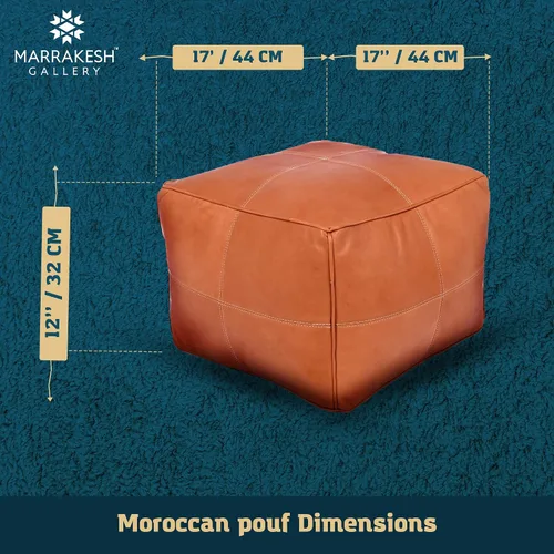 Miniatura 3 de Marrakesh Gallery - Funda de puf marroquí, otomana redonda y grande de piel, decoración bohemia para sala de estar, reposapies, sin relleno