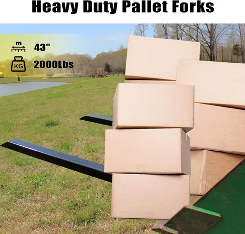 Miniatura 6 de Horquillas para Palés de 43", Horquillas de Cubo de Enganche Rápido para Tractor de Servicio Pesado 2000lbs, Horquillas de Palés con Abrazadera