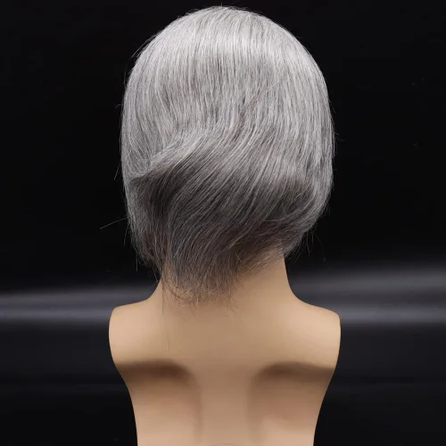 Miniatura 6 de Peluca de cabello humano europeo de repuesto para hombre, encaje suizo frontal, 0.003 in, piel fina, poliuretano, con bucle, 10 x 8 pulgadas, 20%