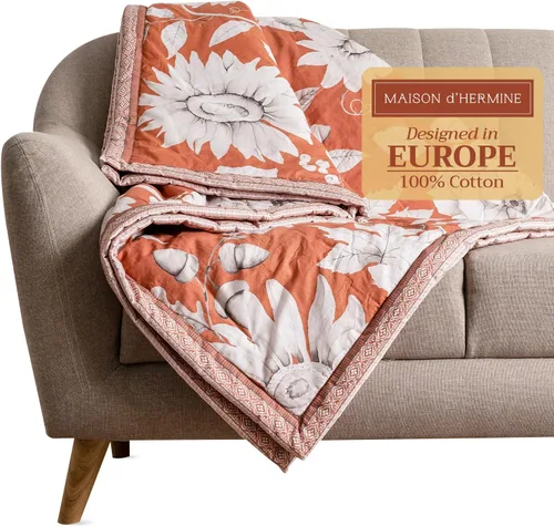 Miniatura 34 de Maison d' Hermine Manta para sofá, ligera y suave, cálida y transpirable, de algodón, para cama, para niñas, niños, mujeres, hombres, regalos, sofá