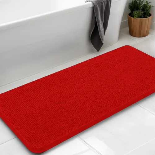 Miniatura 30 de Alfombras de baño en forma de U, alfombras de baño de felpilla súper absorbentes y respaldo antideslizante de PVC fuerte para inodoros, lavables a