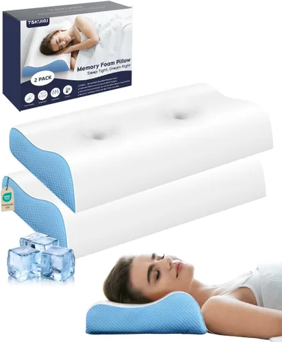 Miniatura 11 de Almohada cervical para alivio del dolor de cuello - Almohada de contorno de espuma viscoelástica para dormir, almohada de cuello con zonas de alivio