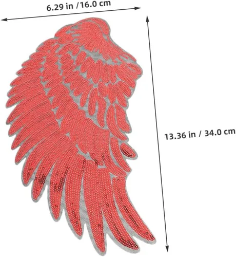 Miniatura 2 de 2 Pairs Red Self-Adhesive Embroidered Angel Wings Patches with Sequin Shine for Clothes Bags Jackets DIY Sewing Decoration