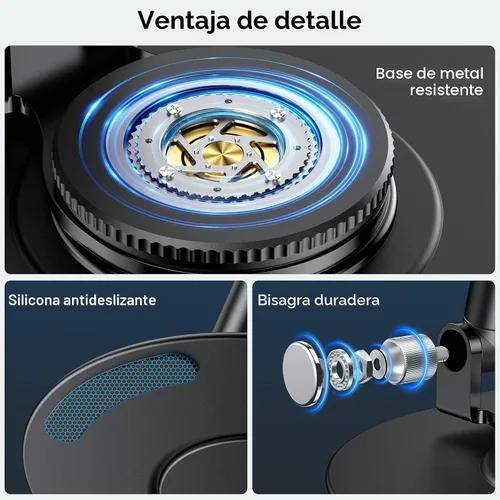 Miniatura 5 de OMOTON MS05 - Soporte magnético giratorio de 360° para MagSafe, [altura ajustable], soporte plegable para teléfono celular para escritorio