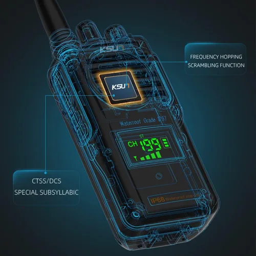 Miniatura 5 de Radio marina VHF bidireccional de mano IP68, pantalla LED impermeable, canales marinos internacionales, 136-174 MHz 8000 mAh, batería KSUN P85