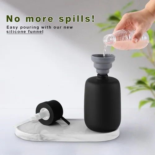Miniatura 4 de Dispensador de jabón negro mate para baño, dispensador de jabón de cerámica, dispensador de loción, dispensador de jabón para platos, dispensador