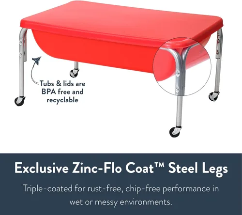 Miniatura 8 de Mesa sensorial mediana con tapa de Children's Factory – 18" de altura, caja de arena con tapa, mesa de agua para niños, rojo