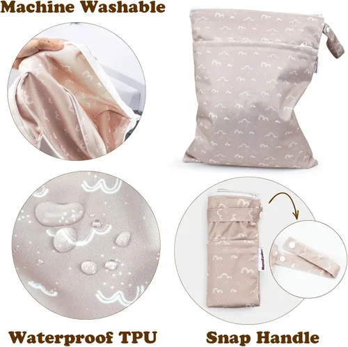 Miniatura 8 de Mama Koala Pañales de tela para bebé 3.0 con 6 insertos, con 2 bolsas reutilizables para húmedo y seco