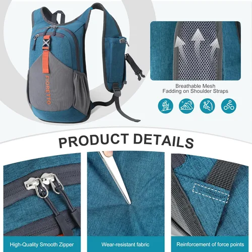 Miniatura 7 de FIORETTO Mochila de 10L para senderismo para mujeres y hombres, mini mochila plegable, ligera, mochila pequeña de día para camping, viaje, al aire