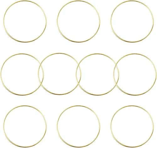 AUEAR, Paquete de 10 anillos de metal dorado de 4 pulgadas para atrapasueños de macramé para decoración de mesa