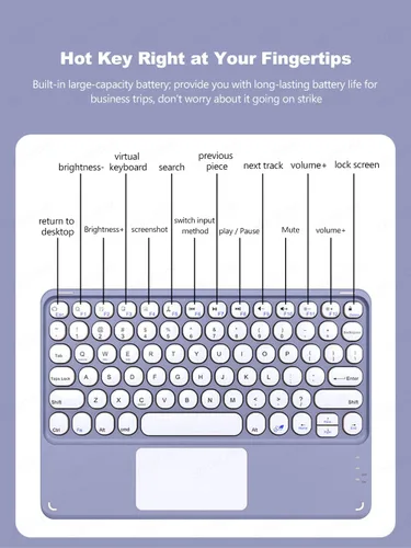 Miniatura 3 de Funda de teclado con panel táctil para Galaxy Tab A8 de 10.5 pulgadas 2022 (SM-X200/X205/X207), funda de teclado inteligente delgada con lindo