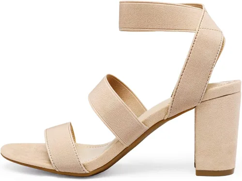 Miniatura 2 de DREAM PAIRS Sandalias de tacón de vestir con correa elástica alta y gruesa para mujer