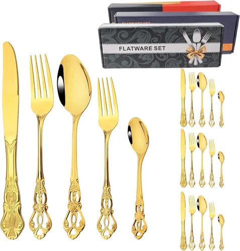 Miniatura 5 de Juego de 6 cucharas de café y té, mini cuchara dorada de acero inoxidable 6 cucharaditas