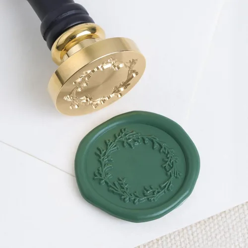 Miniatura 10 de UNIQOOO Eucalyptus Wax Seal Stamp with Wooden Handle, Floral Botanical Theme Vintage Brass Stamp for Wedding Invitation, DIY, Gift Wrap, Envelopes