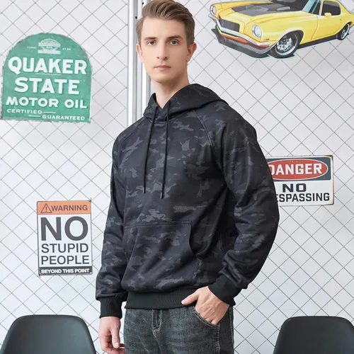 Miniatura 3 de MANLUODANNI Sudadera con capucha para hombre, casual, de manga larga, con cordón y estampado