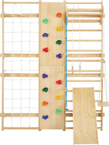 Miniatura 9 de VEVOR Escalera Sueca de Pared para Gimnasio, 9-en-1 Barras de Gimnasia de Madera Sólida de 12 Niveles para Niños y Adultos, Gimnasio de Selva