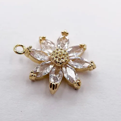 Miniatura 6 de Dijes de latón chapados en oro de circonita de cristal para hacer joyas, pulseras, collares, aretes, colgantes, suministros de manualidades, Mezcla