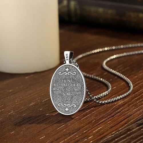 Miniatura 56 de Vito Collar de plata de ley 925 para mujeres y hombres, San Benito, crucifijo, Caravaca, San Cristóbal, San Judas, medalla patronal, amuleto
