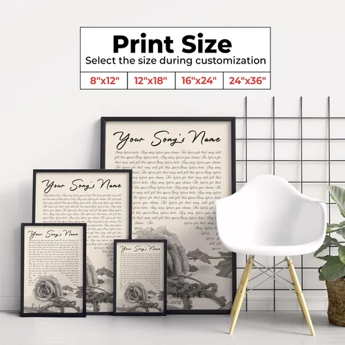 Miniatura 7 de H-DEWALL póster personalizable con letra de tu canción favorita y foto, lienzo inspirador con marco, arte de pared, regalo romántico para mujer