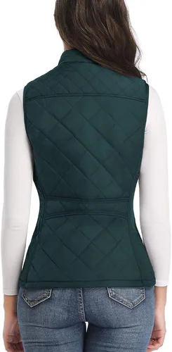 Miniatura 5 de LONGKING Chaleco de mujer, cuello alto, ligero, con cremallera, acolchado para mujer