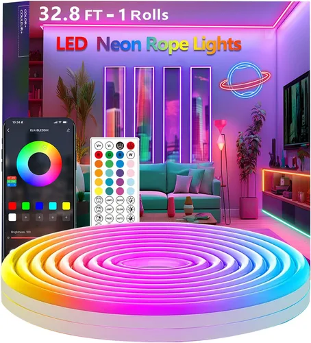 Miniatura 13 de Cuerda de luces de neón de 20 pies, cuerda de luces LED flexible con aplicación/control remoto, múltiples modos de luces de cuerda, IP65 impermeable