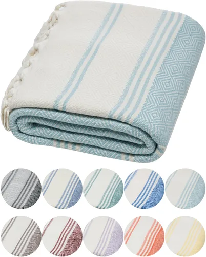 Miniatura 15 de DEMMEX Organic Diamond - Toalla turca de baño y playa 100% algodón turco certificado Oeko-TEX, ultra suave, de secado rápido, ligera, toalla
