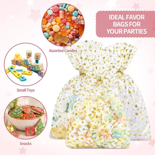 Miniatura 5 de Bolsas de celofán, bolsas de celofán transparente, 7 x 12 pulgadas, 100 lazos giratorios para envolver regalos, dulces de embalaje, postres