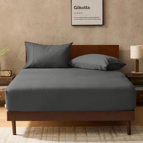 Miniatura 15 de GOKOTTA Sábana bajera ajustable solo tamaño King, 100% rayón derivado de bambú, ultra suave, refrescante y transpirable, con 4 correas elásticas