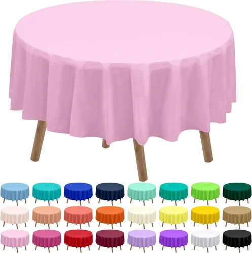 Miniatura 26 de Paquete de 2 manteles de plástico desechables de 84 pulgadas de color azul aguamarina, manteles circulares para baby shower, baby shower, PEVA, azul