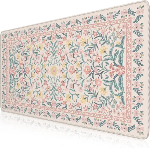 Miniatura 38 de iCasso Alfombrilla de mouse estética pequeña con diseño floral, mini alfombrilla de mouse portátil rosa, antideslizante y cómoda, de tela para mouse